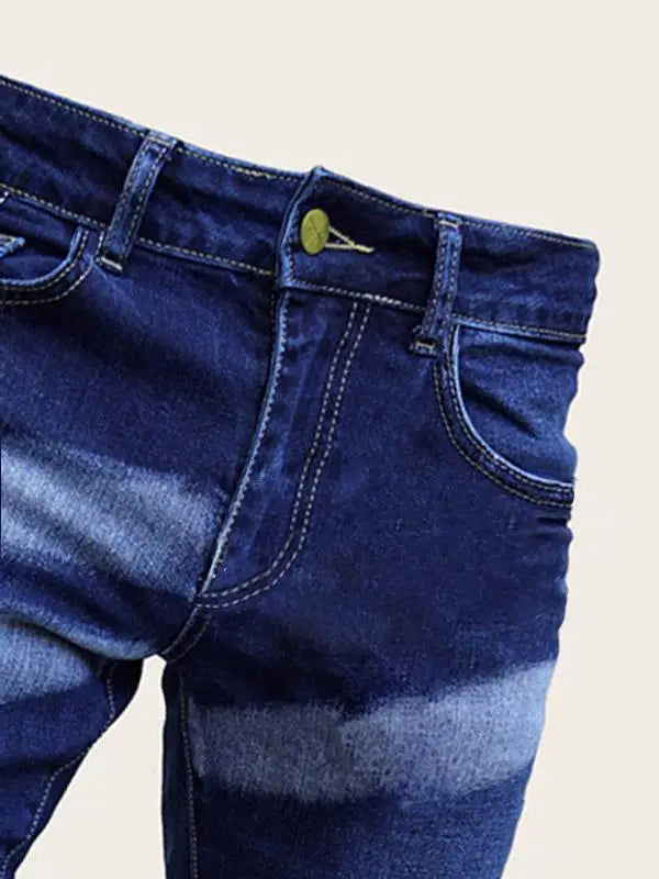 Men Denim Jeans Pencil Pant Vintage Slim Fit High Waist Frayed Hole Wash Trousers Y2k Streetwear Splice Work Casual 2026 Spring