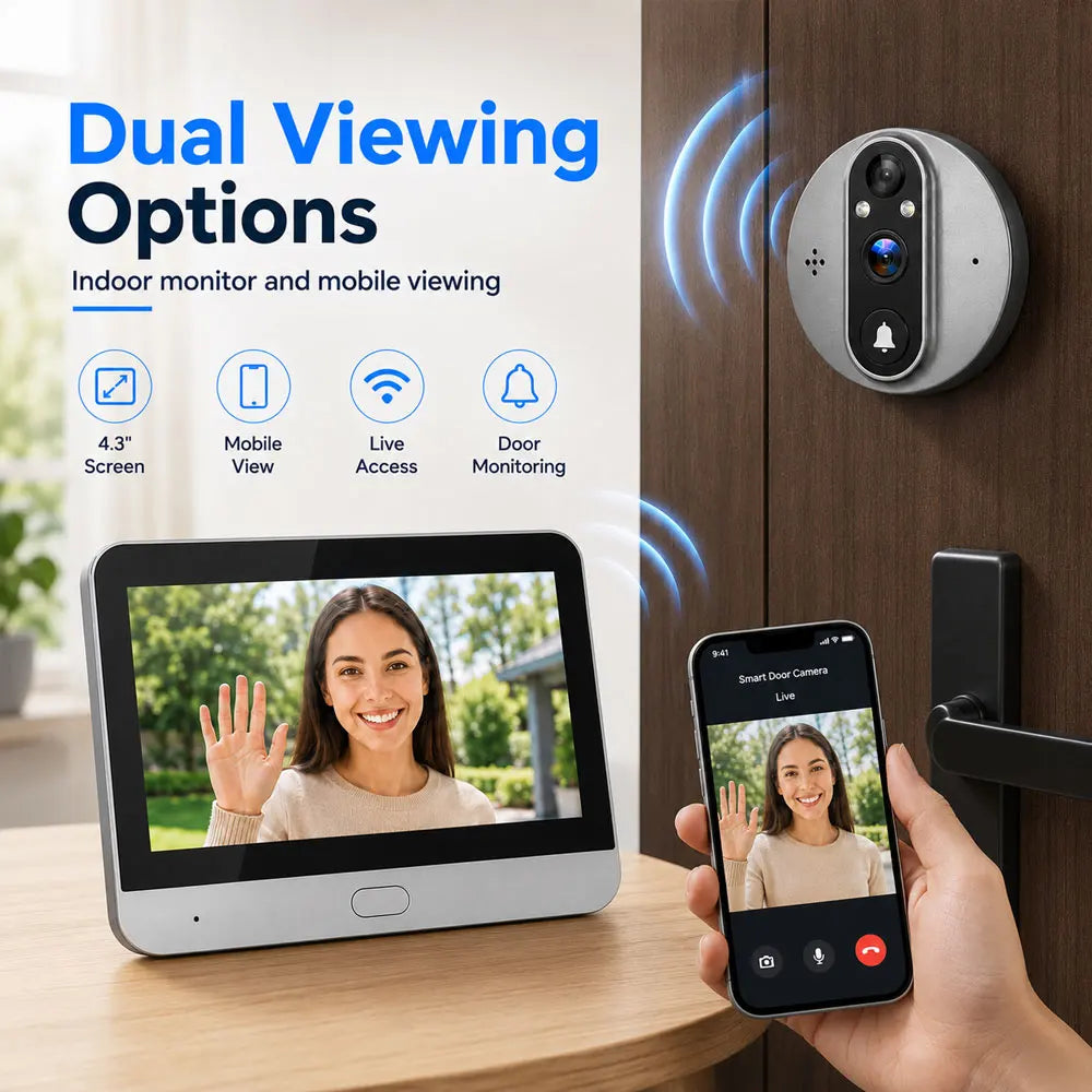 Jaxcam digitalt dörröga med skärm, Wi-Fi och tvåvägsljud