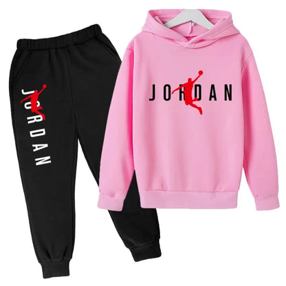 Kids Hoodie Basketball Letters Pullover 3-12Yrs Coat Sweatshirt+Pants Boy Girl Toddler Jogging Clothes Leisure Fashion Brand Set