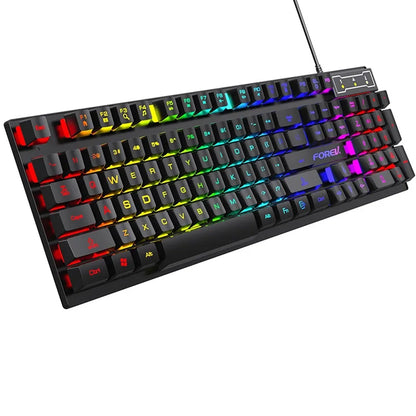 104 Key Backlit Mechanical Keyboard Wired Gaming Keyboard Waterproof Luminous Keyboard And Mouse Set for Gamer PC Laptop Office
