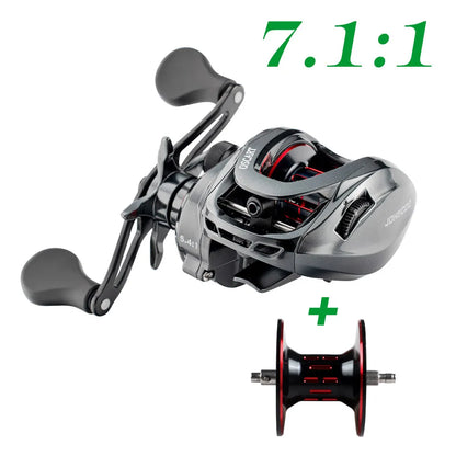 JOHNCOO Baitcasting-rulle för Saltvatten – 5.4:1 / 7.1:1, 9BB, Reservspole