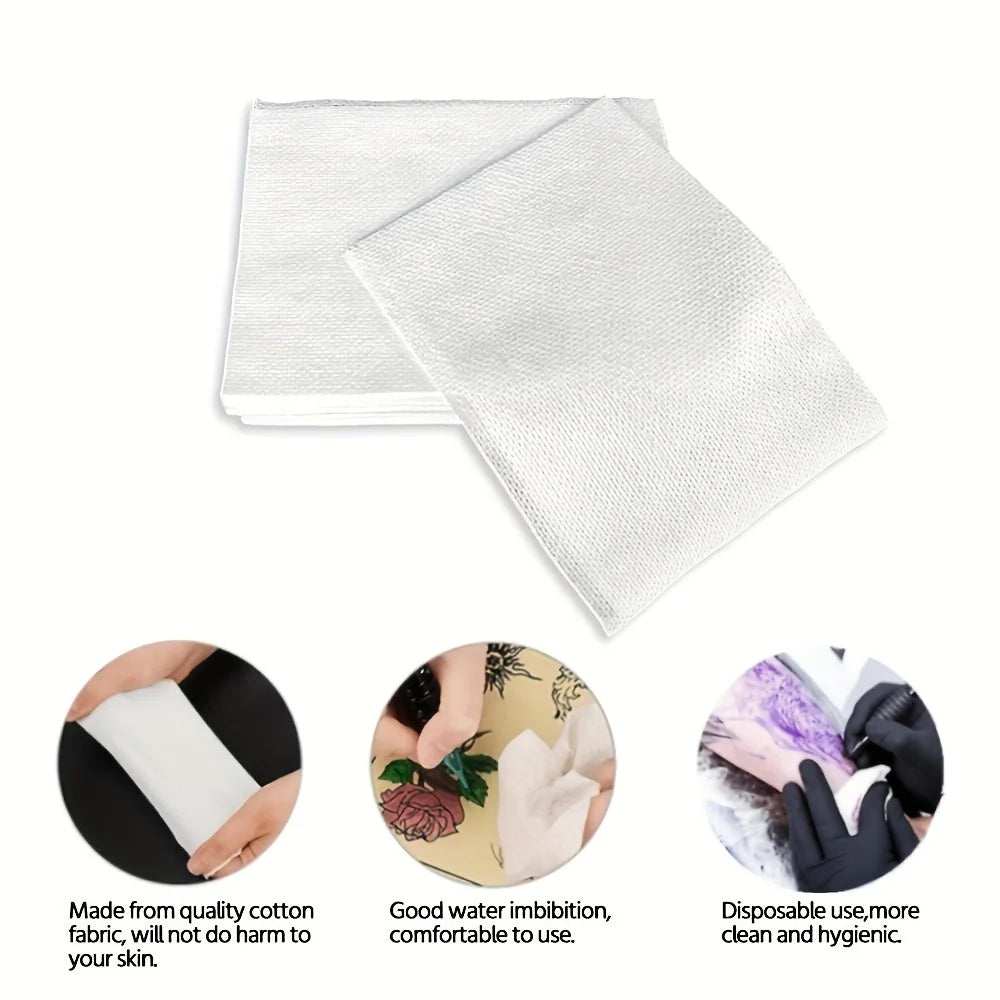 50/pcs Disposable Tattoo Wipe Paper Towel Tissue Non-woven Fabric Body Art Permanent Makeup Tattoo Cleaning Tool Tattoo Supplies
