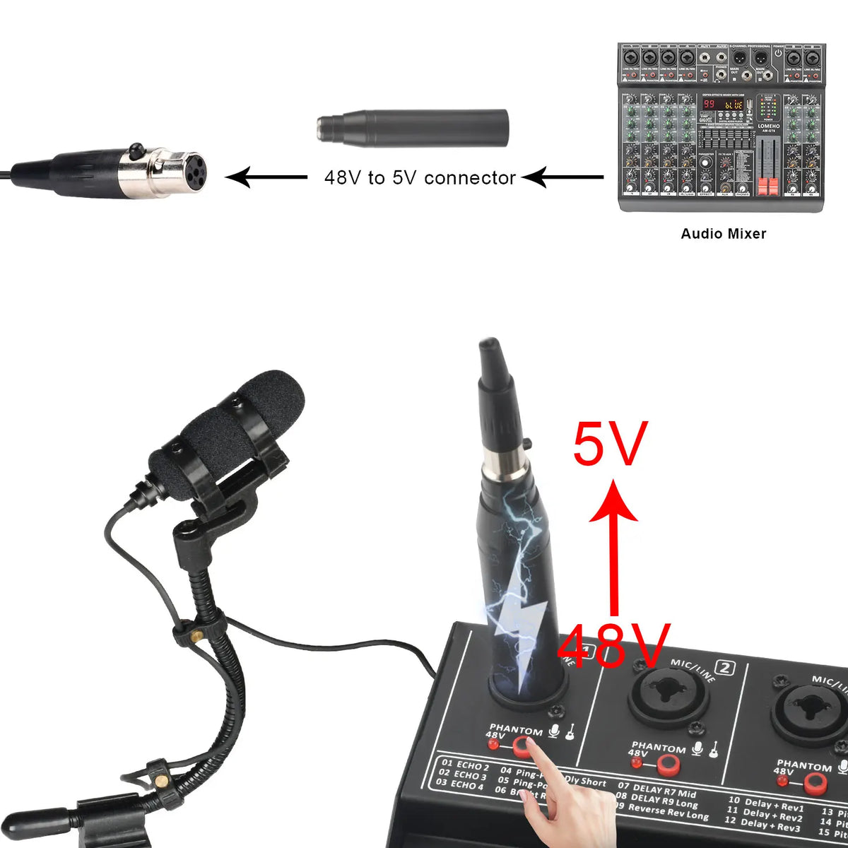 FREEBOSS 3 Pin Mini Violin Microphone with Clip Portable Hypercardioid Condencer Music Instrument Teaching Wired Mic IM-22-L5