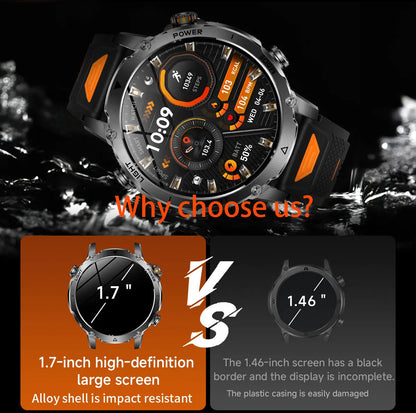 2026 1400mAh Big Battery Smart Watch Men Outdoor GPS Flashlight IP68 Waterproof Bluetooth Call AMOLED Military Sports Smartwatch