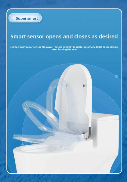 Intelligent Toilet Lid with Automatic Flip and Remote Control for Instant Hot Seat Toilet Cover LCD Display ,Round/Elongated