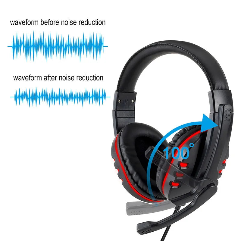 DIXSG Gaming Headset 3,5mm – Over-Ear Aktiv Brusreducering HD-mikrofon PS4 PC Smartphone Blå Röd