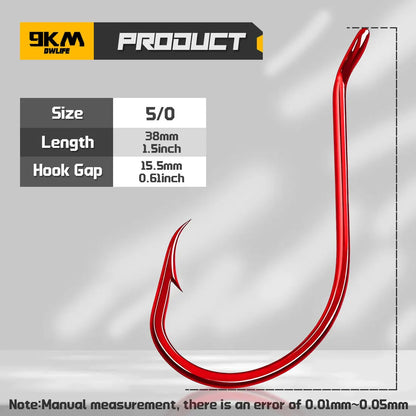 9KM Red Octopus Hook Fishing Extra Strong Versatile Fishing Hook Live Bait Hook for Saltwater