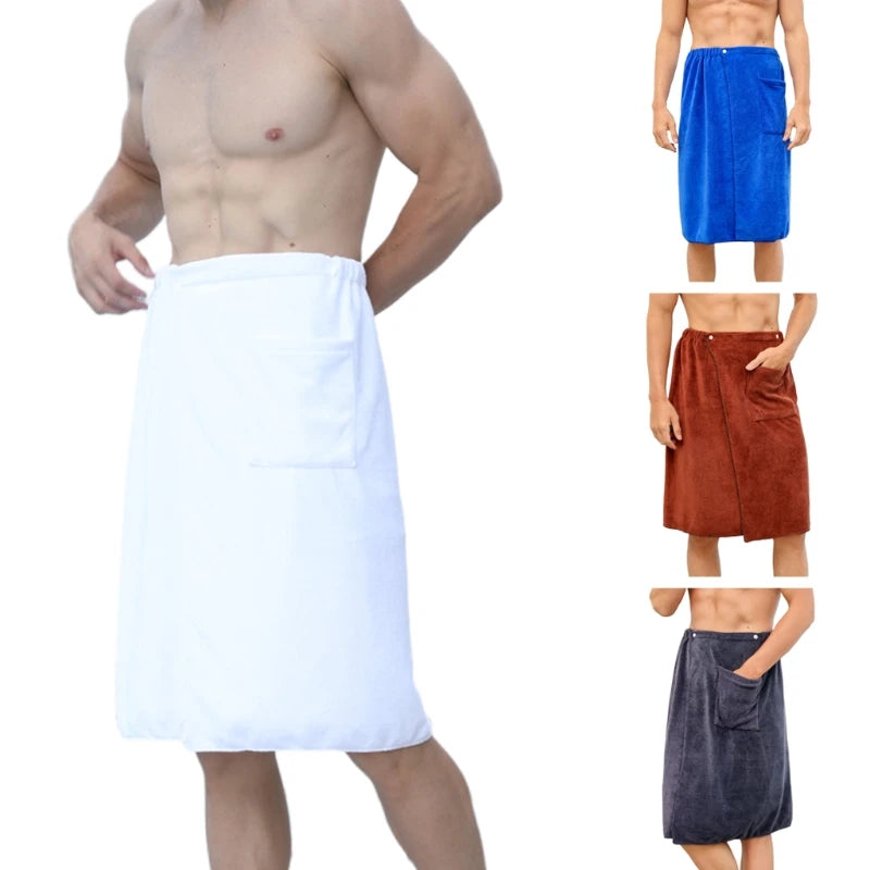 Man Wearable Bath Towel with Pocket Swimming Beach Towel Blanket Men Spa Shower Bath Wrap Towel 70x140cm A0KC