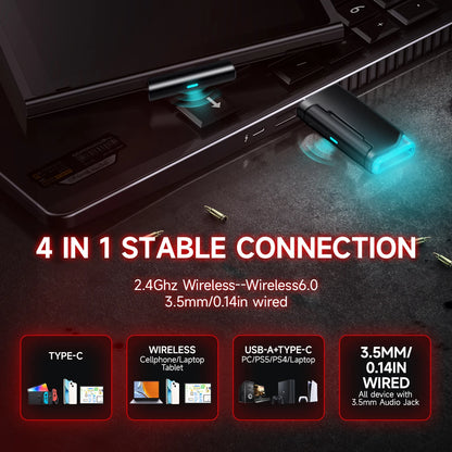 Picun G2 Trådlöst Gaming Headset – Bluetooth 2.4GHz 7.1 Surround 5ms ENC 100h 1000mAh AAC CE/FCC/RoHS PS4 PS5 PC Switch