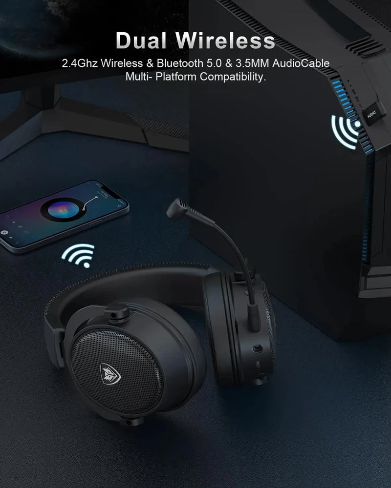 NUBWO G07 Wireless Gaming Headsets for PC, PS4, PS5 2.4GHz Ultra-Low Latency HIFI Stereo Noise Cancelling MIC Gaming Headphones
