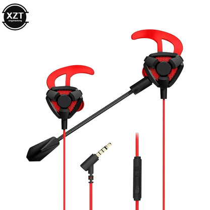 WYMECT Gaming In-Ear Headset med Mikrofon – 3,5mm Aktiv Brusreducering 120cm PUBG PS4 CSGO Telefon Surfplatta Laptop Svart Röd