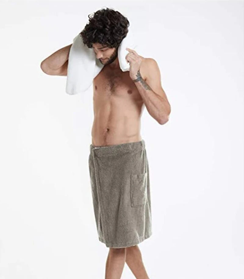 YOMDID Men Soft Wearable Bath Towel With Pocket Bathrobes Shower Wrap Sauna Gym Swimming Holiday Spa Beach Towel Toalla De Playa