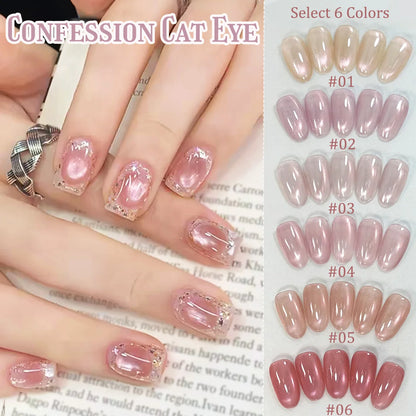 1-12pcs SHAKA Autumn Tanhua Cat Eye Pink Transparent Color Gel Nail Polish 2026 New Simple And Generous Halloween Nail Gel