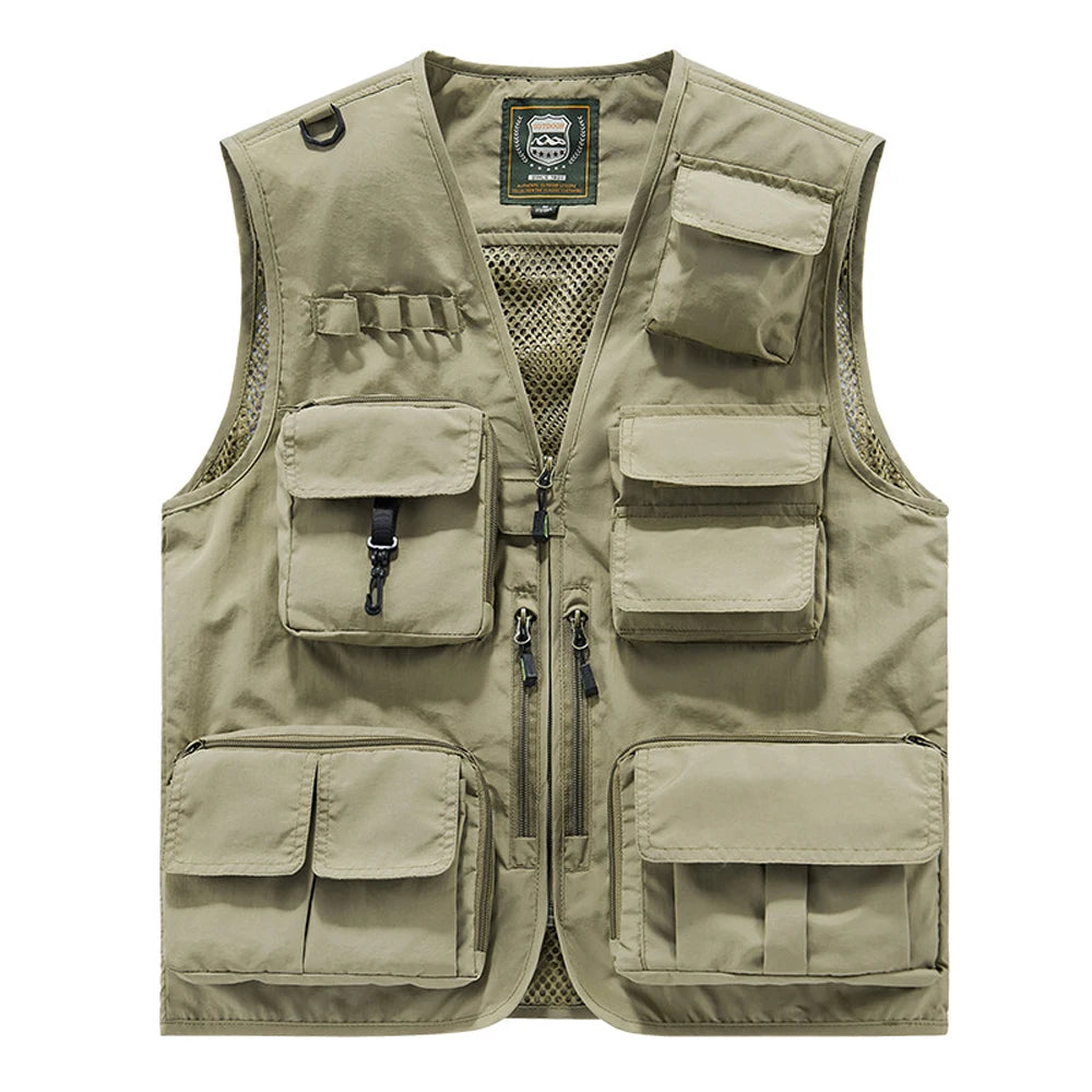 S-7XL Multi Pocket Work Vest for Men Women Volunteer Working Uniforms Logo Printing Fishing Photography Workwear Vest