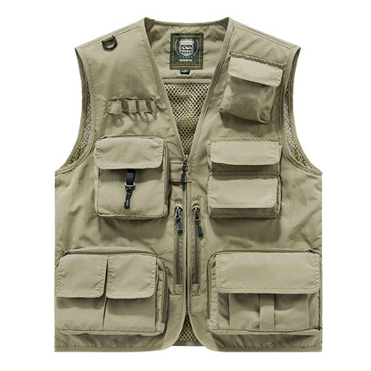 S-7XL Multi Pocket Work Vest for Men Women Volunteer Working Uniforms Logo Printing Fishing Photography Workwear Vest