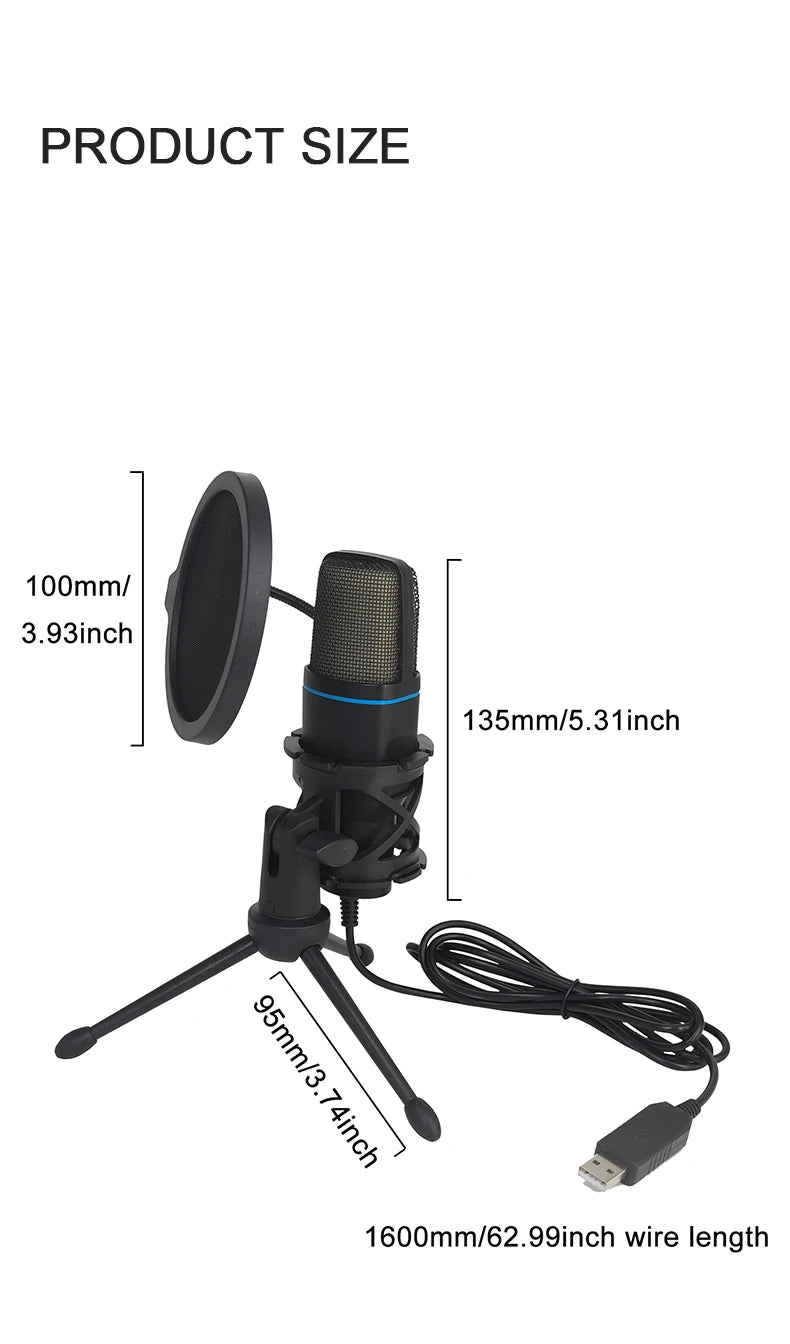 AOIEUUAI RGB USB-kondensatormikrofon för streaming
