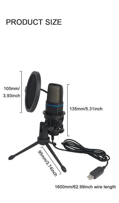 AOIEUUAI RGB USB-kondensatormikrofon för streaming