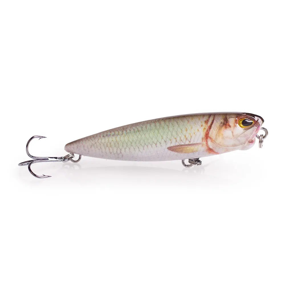 Hanlin Popper 6.5cm/2.56in/5.5g Topwater Baits Walk The Dog Rattle Wobble Fishing Lures Floating Hard Plastic Bass Tackle