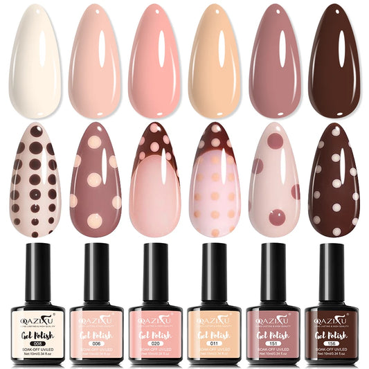 Gelgellack Set 6 delar Mjölkte Färg UV LED Nagellack