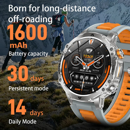 2026 New Men Outdoor Smart Watch 1.7" IPS 1600mAh  Battery Bluetooth Call IPX8 Waterproof Flashlight SOS Compass 120+Sport Modes