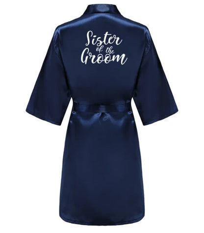 Satin Silk Robes Plus Size Wedding Bathrobe Bride Bridesmaid Mother Maid of Honor Gown Women Clothing Sleepwear Navy Blue