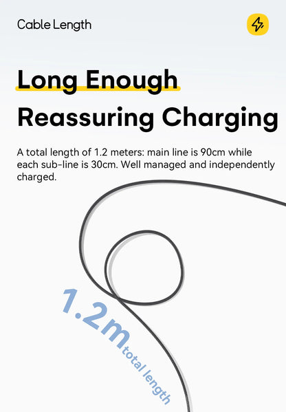 3-i-1 laddkabel för USB-C, Lightning och Apple Watch – 1,2 m