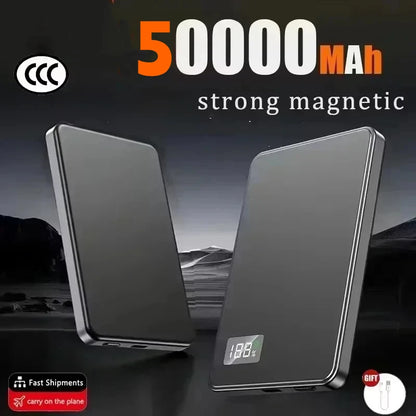 Lenovo Ultra-thin 500000mAh Mobile Power Bank For iPhone Xiaomi For MagSafe Magnetic Wireless Fast Charge Portable LED Display