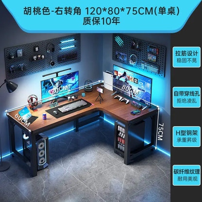 Corner Gaming Table Computer Desk Double Desktop for Home Student Bedroom Small Apartment Space Saving Workstation
