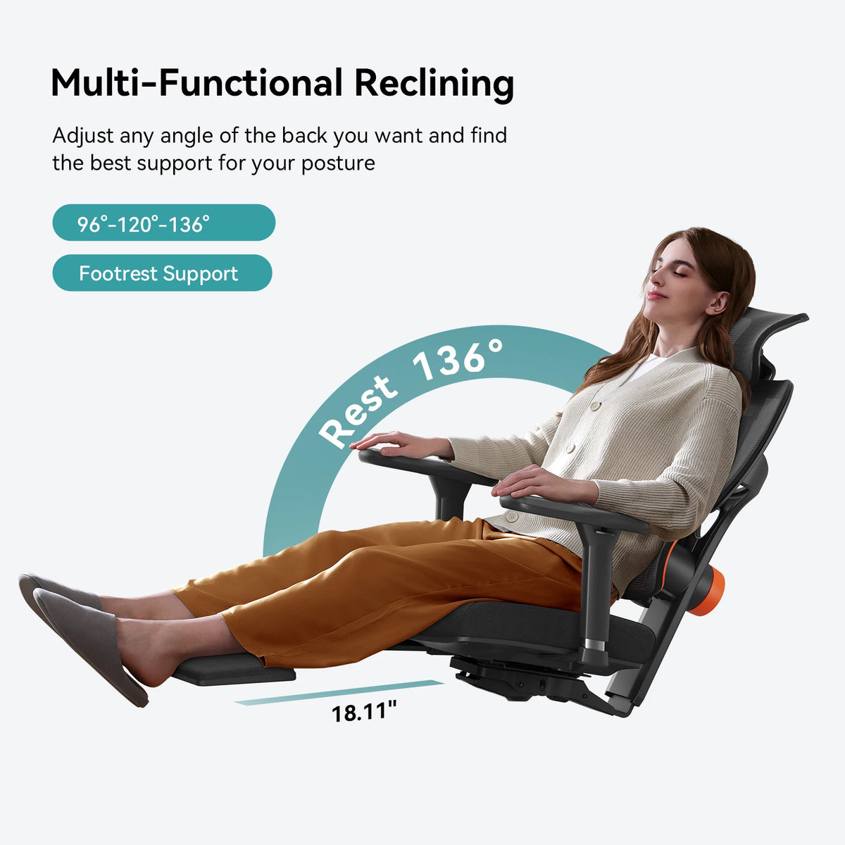 NEWTRAL Ergonomic Chair with Desktop,Adaptive Lower Back,Footrest 4 Recline Angle Adjustable Backrest Armrest Headrest,NT002 BLACK