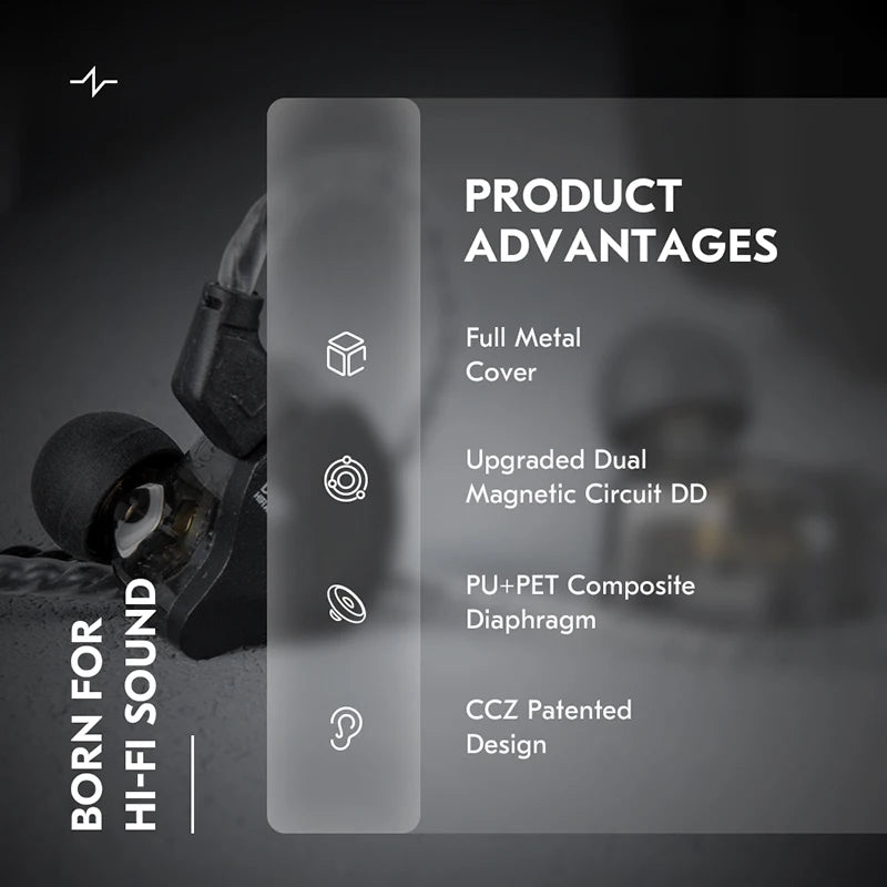 CCZ SOLO DC02 kabelanslutna in-ear-hörlurar med löstagbar kabel