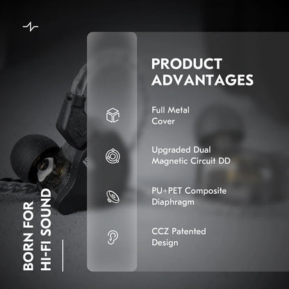 CCZ SOLO DC02 kabelanslutna in-ear-hörlurar med löstagbar kabel