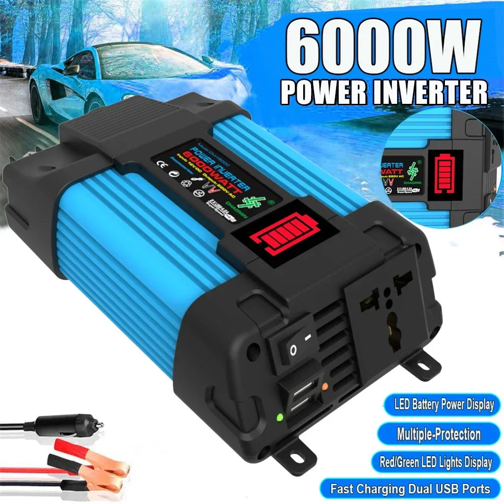Komplett Solkraftsystem 4000W/6000W – 20W Monokristallin Solpanel + Modifierad Sinusvåg Inverter 110V/220V + 30A PWM-regulator 12V/24V