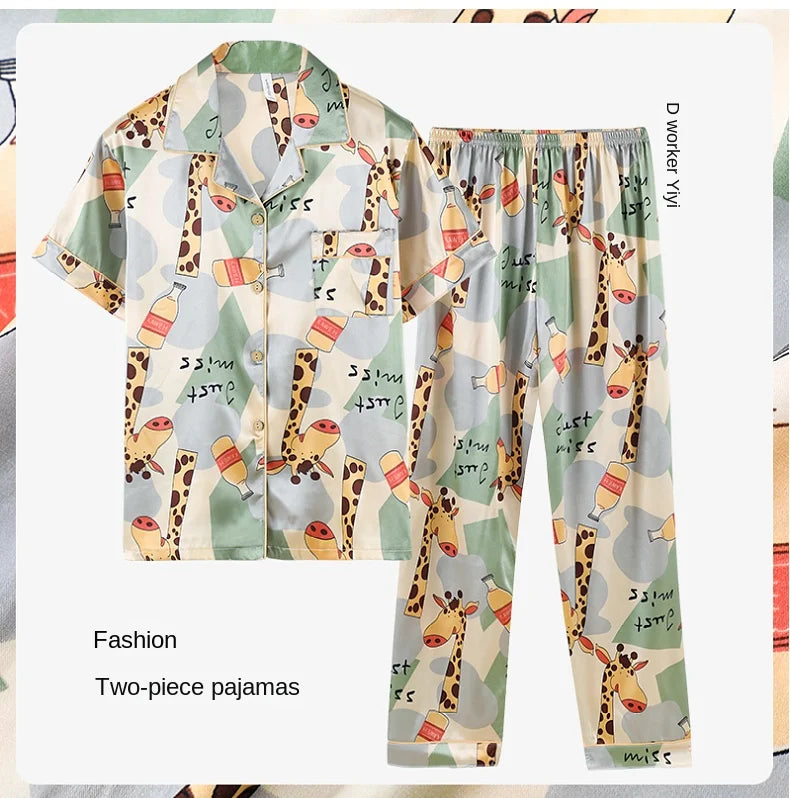 Fashion Summer Autumn 3 Piece Silk Men Pajamas Set Short Sleeve Shorts Oversize Homewear Lapel Collar Loungewear Pijamas for Man