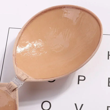 1/2Pcs Sexy Women Invisible Push Up Bras Reusable Adhesive Self-Adhesive Silicone Front Closure Sticky Bra Black Skin Strapless