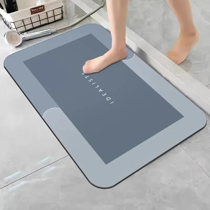 Diatomaceous Earth Bath Mat Ultra Absorbent Non Skid Rapid Drying Soft Floor Mat for Bathroom Shower Laundry Bedroom Kitchen RV