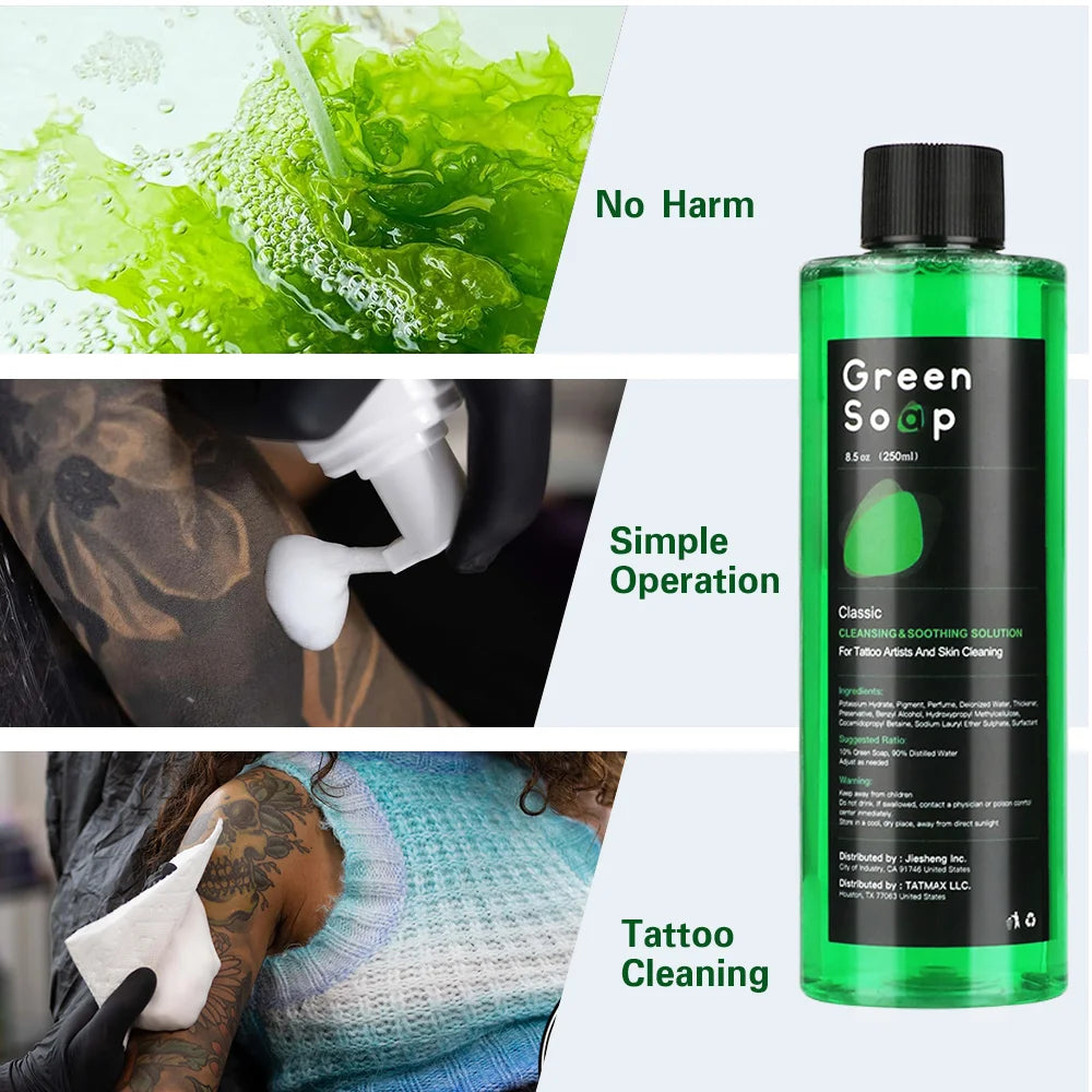 Tattoo Green Soap Kit - 250ML Green Soap with 250ML Aluminium Pressure Sprayer Bottle Tattoo Cleaning Tools  Tattoo Supplies