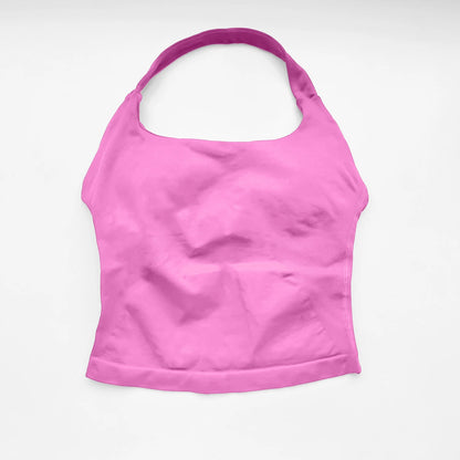 NCLAGEN Impact Halter Top Women Open Back Seamless Longline Tank Padded Yoga Fitness Workout Running Activewear Clothes