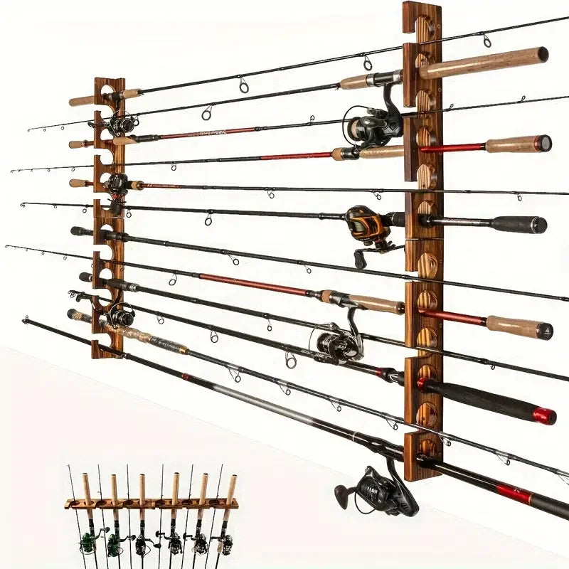 1pair Fishing Rod Holders Up to 6 Rods Fishing Pole Rod Racks Wall or Ceiling Mounted Fishing Pole Rod Holder for Garage Storage