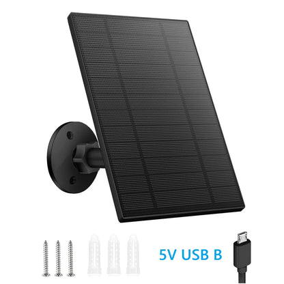 10W 5V Solar Battery Charger For Security Camera Portable Solar Power Panel With Micro USB Type-C Output Solar Panel Charger Kit