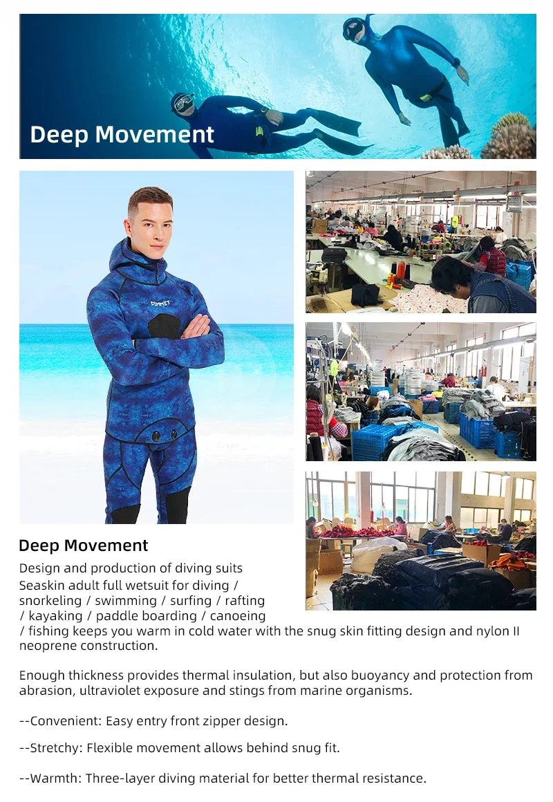 HOT 3mm Camouflage Wetsuit Long Sleeve Fission Neoprene Submersible Diving for Men Keep Warm Tops and Pants 2-pieces Sun Protect
