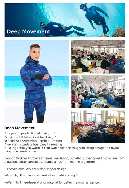 HOT 3mm Camouflage Wetsuit Long Sleeve Fission Neoprene Submersible Diving for Men Keep Warm Tops and Pants 2-pieces Sun Protect