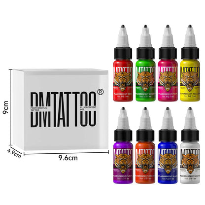 DM Fluorescent Tattoo Ink 15ml 1/8PCS Color Professional Beauty Paints Natural Plant Extract Pigment Body Painting Tattoo Ink