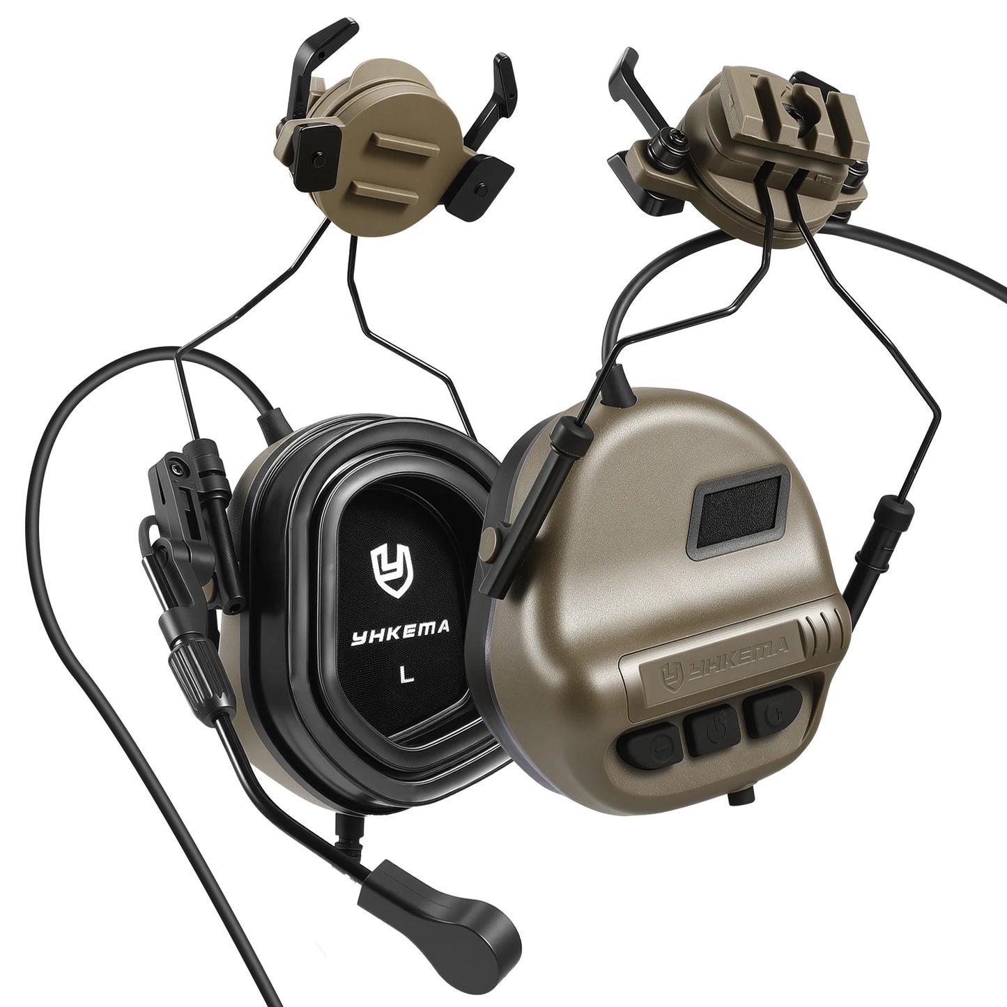 E80 Tactical Shooting Headset Electronic Hearing Protection with Kenwood 2 Pin PTT Adapter for Outdoor Hunting