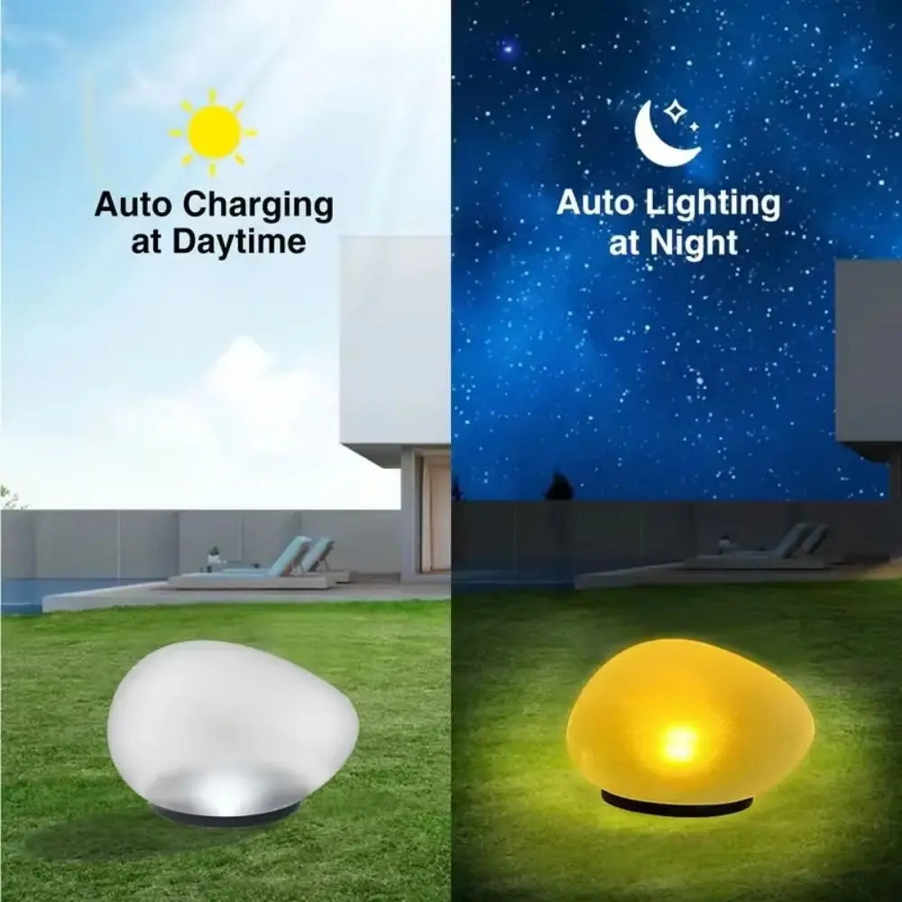 Solar Stenlampa Utomhus – Frostad Glaseffekt, IP65, Varmvit/Färgad, Automatisk, Trädgård & Gång