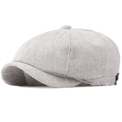 HT4668 Beret Cap Spring Summer Sun Hat Men Women Retro Artist Painter Linen Beret Hat Male Female Octagonal Flat Cap Mens Berets