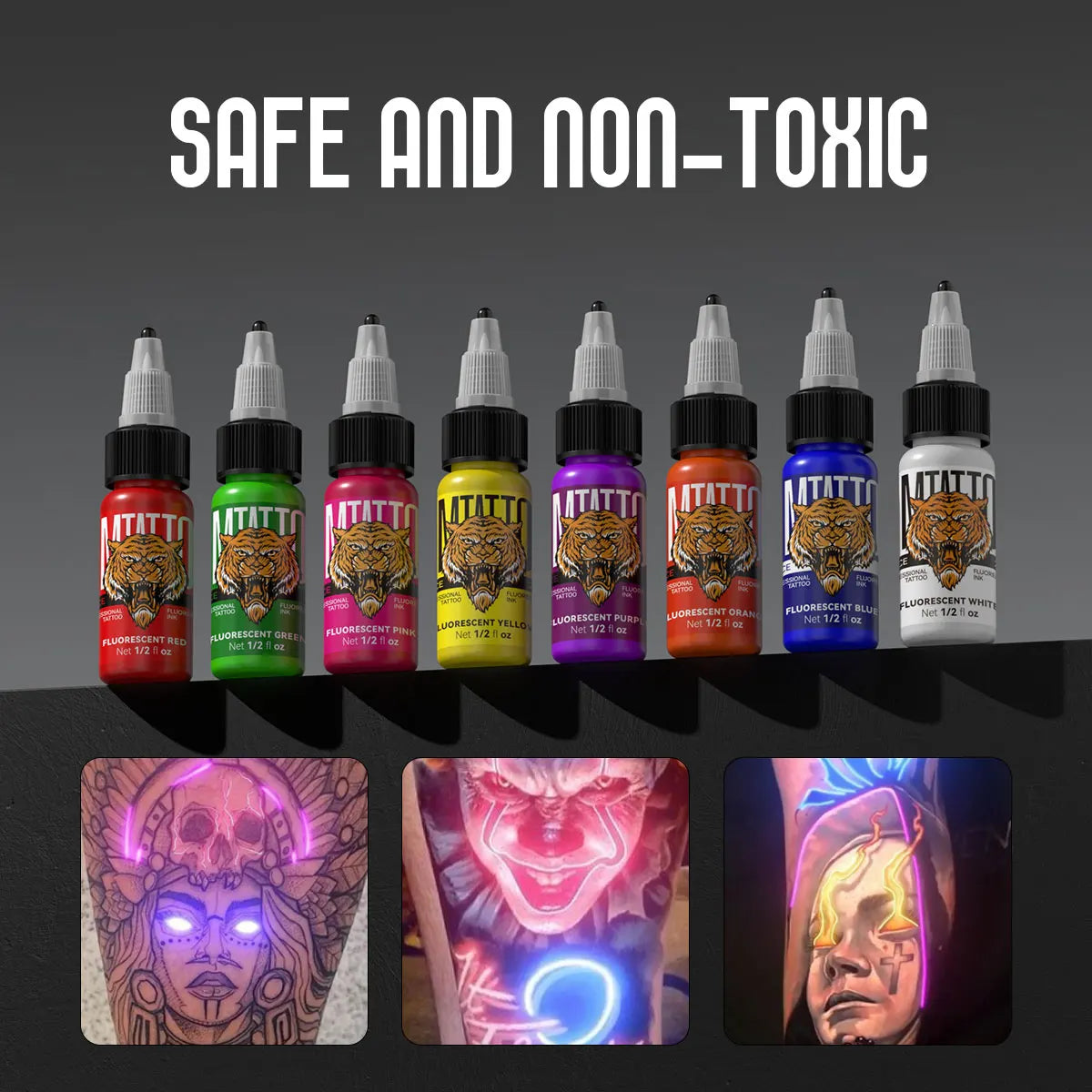 DM Fluorescent Tattoo Ink 15ml 1/8PCS Color Professional Beauty Paints Natural Plant Extract Pigment Body Painting Tattoo Ink