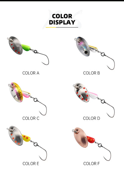 BLUX AR-S Rotating Spinner Metal Lure 2.1g/3.5g Single Hook Artificial Bait Copper Blade Spoon Stream Area Trout Fishing Lure