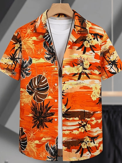 New Men's 3D Printed Hawaiian Shirt Loose Short-Sleeved Family Wear Parents and Children Shirts Beach Vacation Kids's Clothing