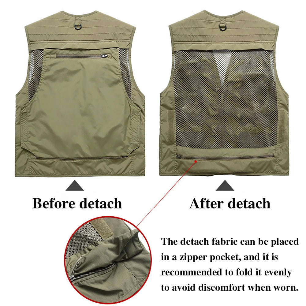 S-7XL Multi Pocket Work Vest for Men Women Volunteer Working Uniforms Logo Printing Fishing Photography Workwear Vest