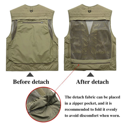 S-7XL Multi Pocket Work Vest for Men Women Volunteer Working Uniforms Logo Printing Fishing Photography Workwear Vest